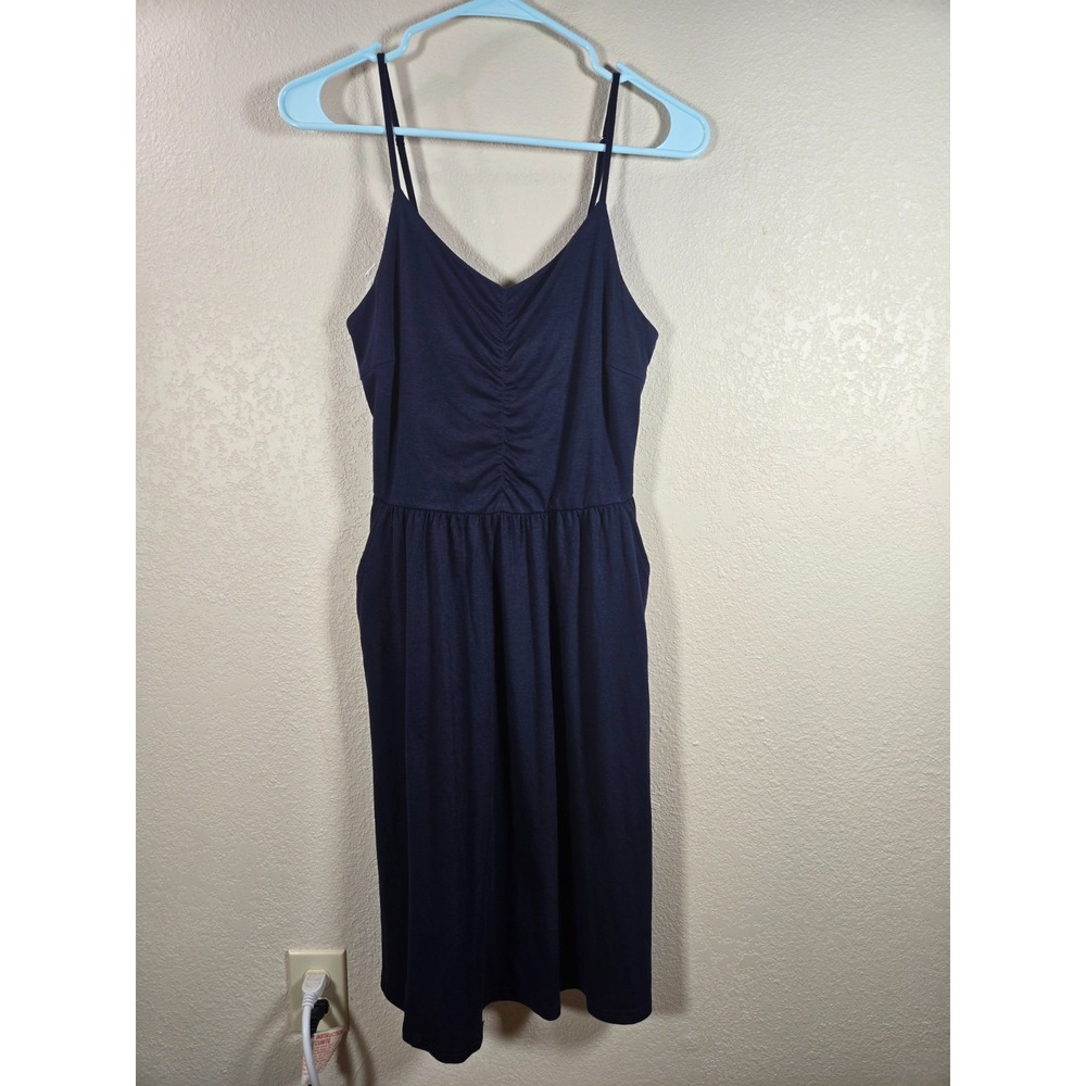 Yathon Women's Casual Spaghetti Strap Summer Beach Sundresses Navy Size Medium
